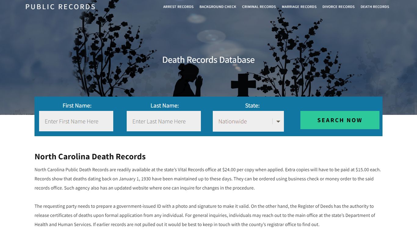 North Carolina Death Records | Enter Name and Search ... - Public Records