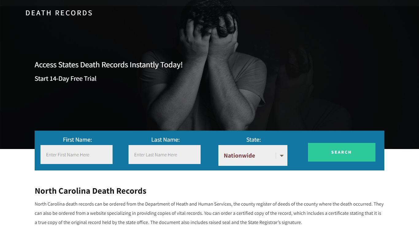North Carolina Death Records | Enter Name and Search | 14 Days Free